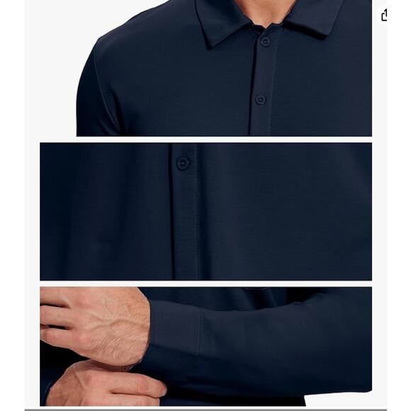 2XL Rayon Dress Shirt for Men NavyBlue LongSleeve ButtonDown - Picture 4 of 5